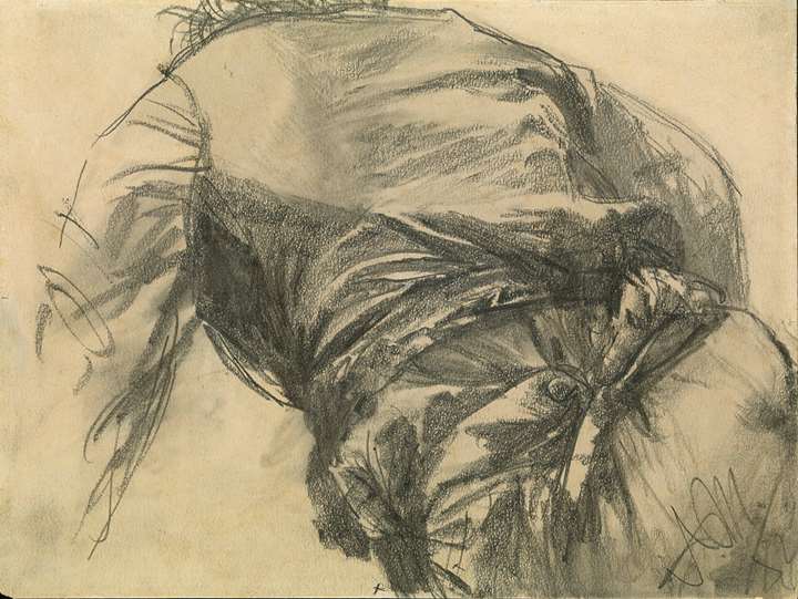 Study of the Back of a Man Bending Down